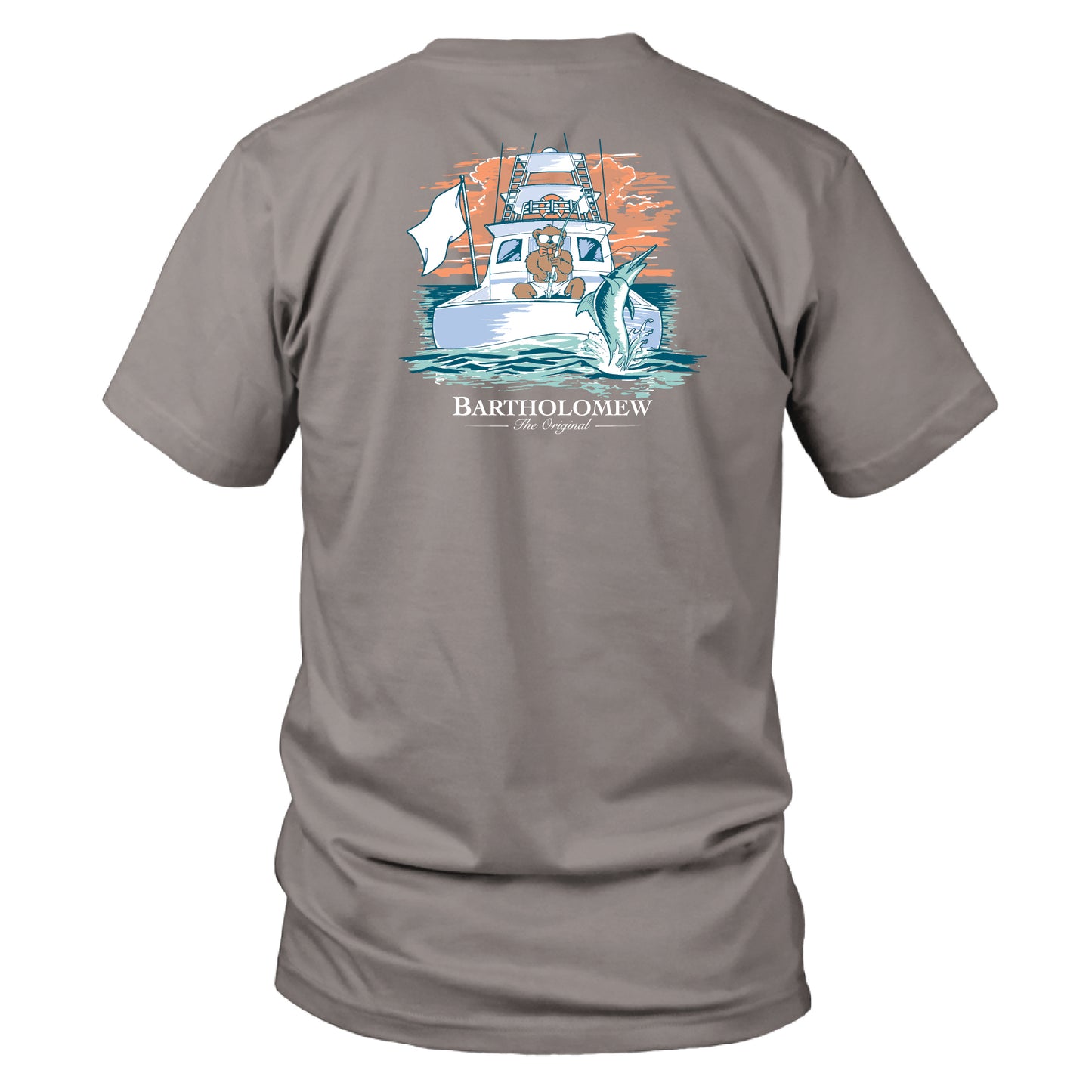 Youth & Toddler Short Sleeve Cotton Tee Shirt - Deep Sea Fishing - Granite