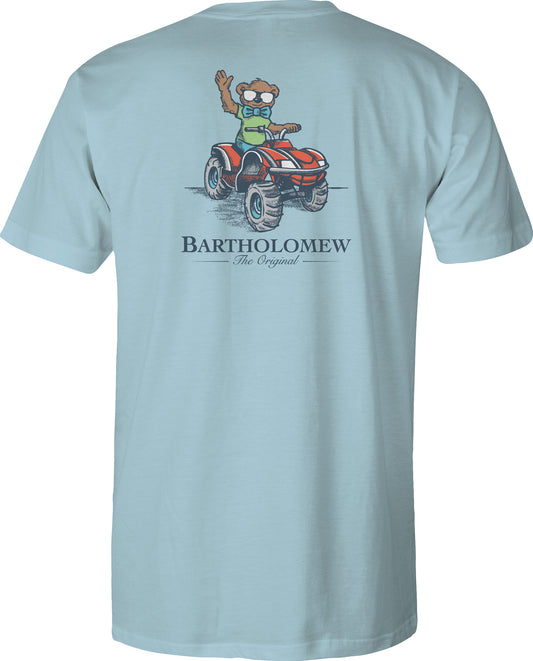 Toddler Short Sleeve  Cotton Tee Shirt - 4Wheelin - Sky Blue