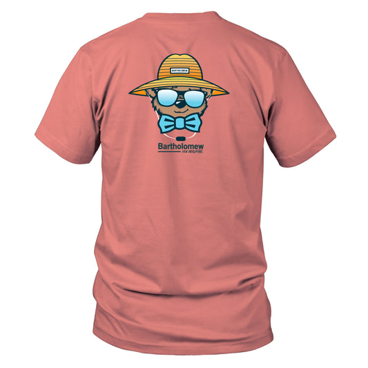 Youth & Toddler Short Sleeve Cotton Tee Shirt - Beach Hat - Coral