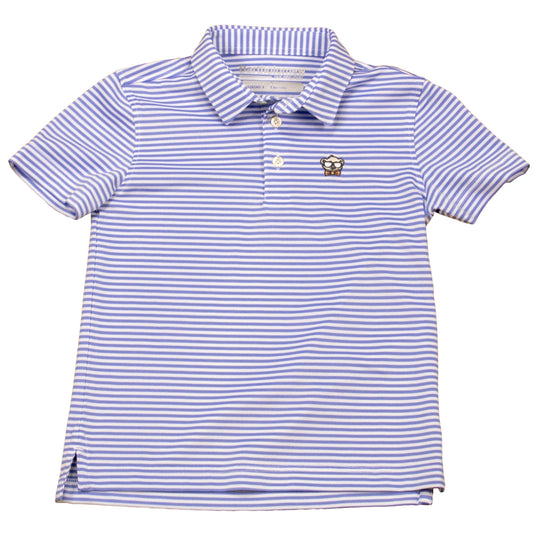 BART - SS Polo - Stripe -  Sky Blue w/White