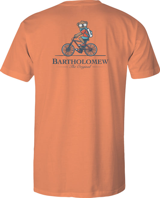 Toddler Short Sleeve Cotton Tee - Biker Bart - Melon