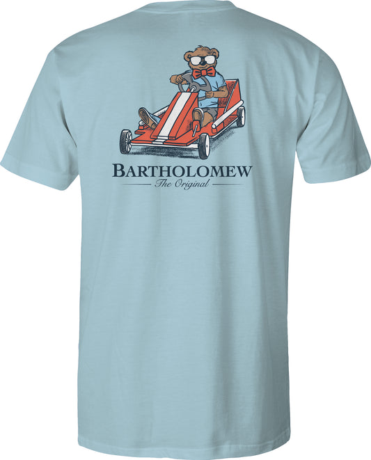 Toddler Short Sleeve  Cotton Tee Shirt - Go-Cart Bart - Sky Blue