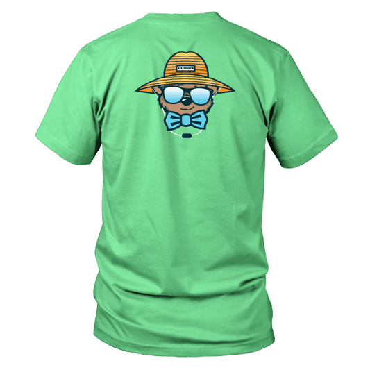Toddler Short Sleeve Cotton Tee Shirt - Beach Hat - Mint