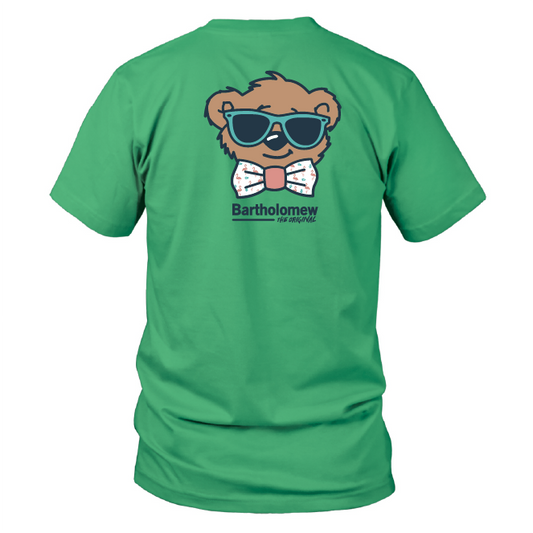 Toddler Short Sleeve  Cotton Tee Shirt -Flamingo Bowtie- Seafoam