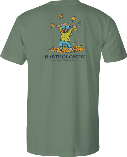Toddler Short Sleeve  Cotton Tee Shirt - Leaves - Oak Green