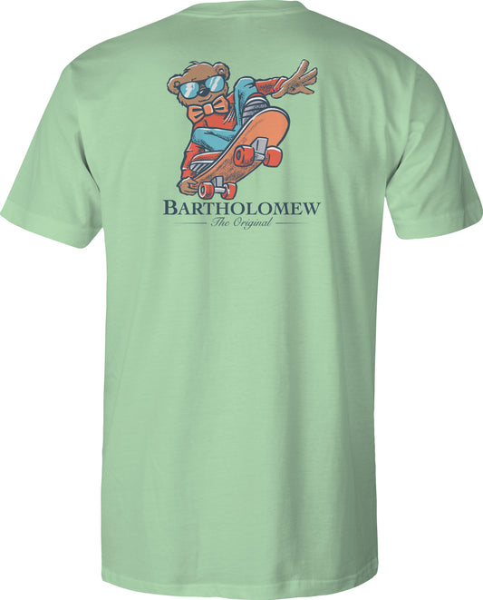 Toddler Short Sleeve Cotton Tee Shirt - Rollin, Rollin, Rollin - Mint Green