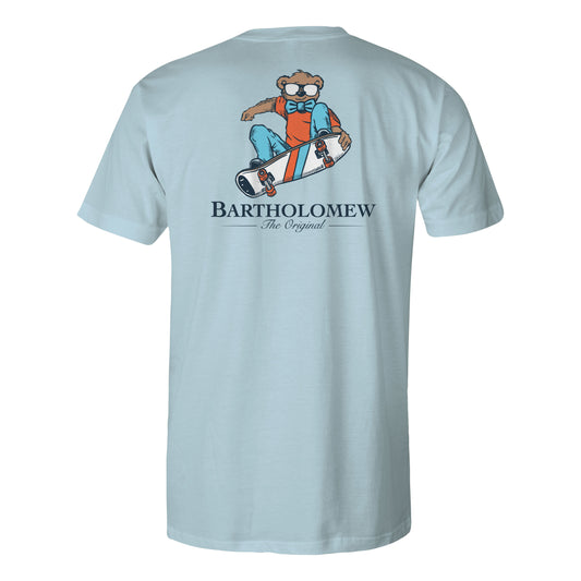 Toddler Short Sleeve  Cotton Tee Shirt - Skater Bart - Sky Blue